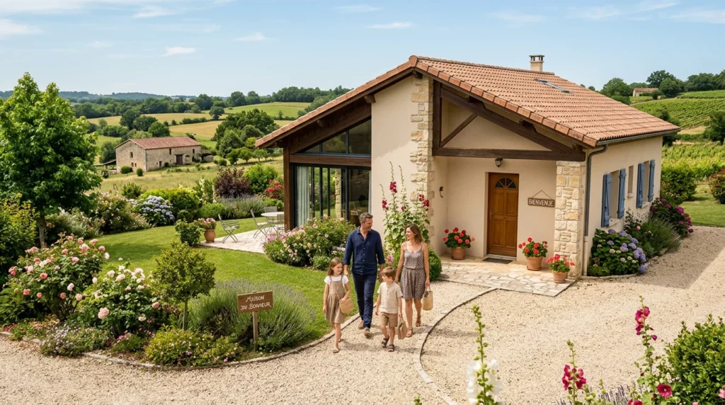 Maison individuelle neuve avec jardin dans la campagne autour de Périgueux
