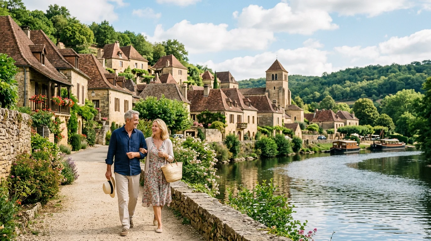 Village paisible au bord d'une rivière en Périgord, cadre de vie à Lisle