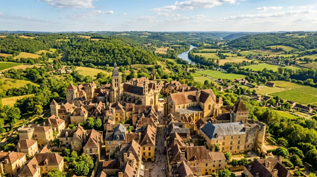 Vue de Sarlat et de la campagne du Périgord Noir en été