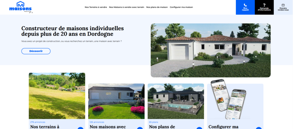Capture d'écran site internet Maisons Maury